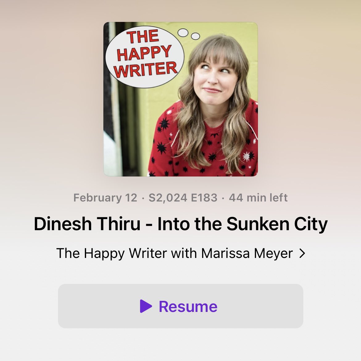 Listen to my chat w/ @marissa_meyer on The Happy Writer Podcast!

Marissa’s the #1 NYT bestselling author of the Lunar Chronicles, she blurbed Into the Sunken City (my book!), and I had a blast chatting about writing, retellings, parenting, and more! marissameyer.com/podcast