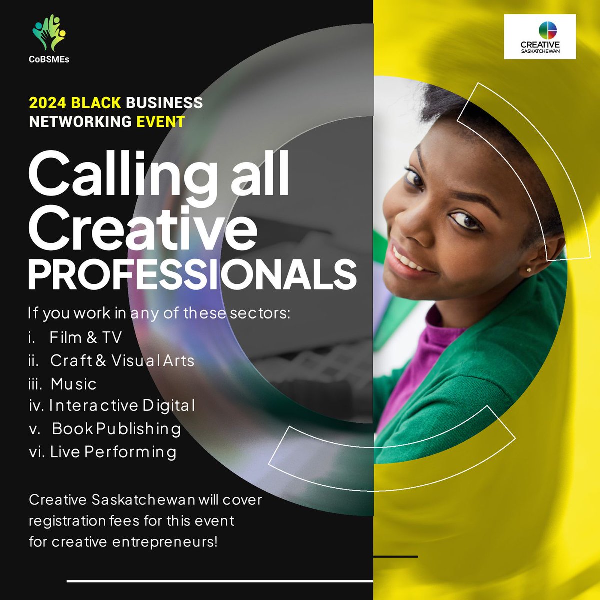 💕We're proud to partner with the Coalition of Black SMEs &amp; cover registration fees for SK creative entrepreneurs interested in attending the 2024 Black Business Networking event: cobsmes.ca/coalition-of-b…
