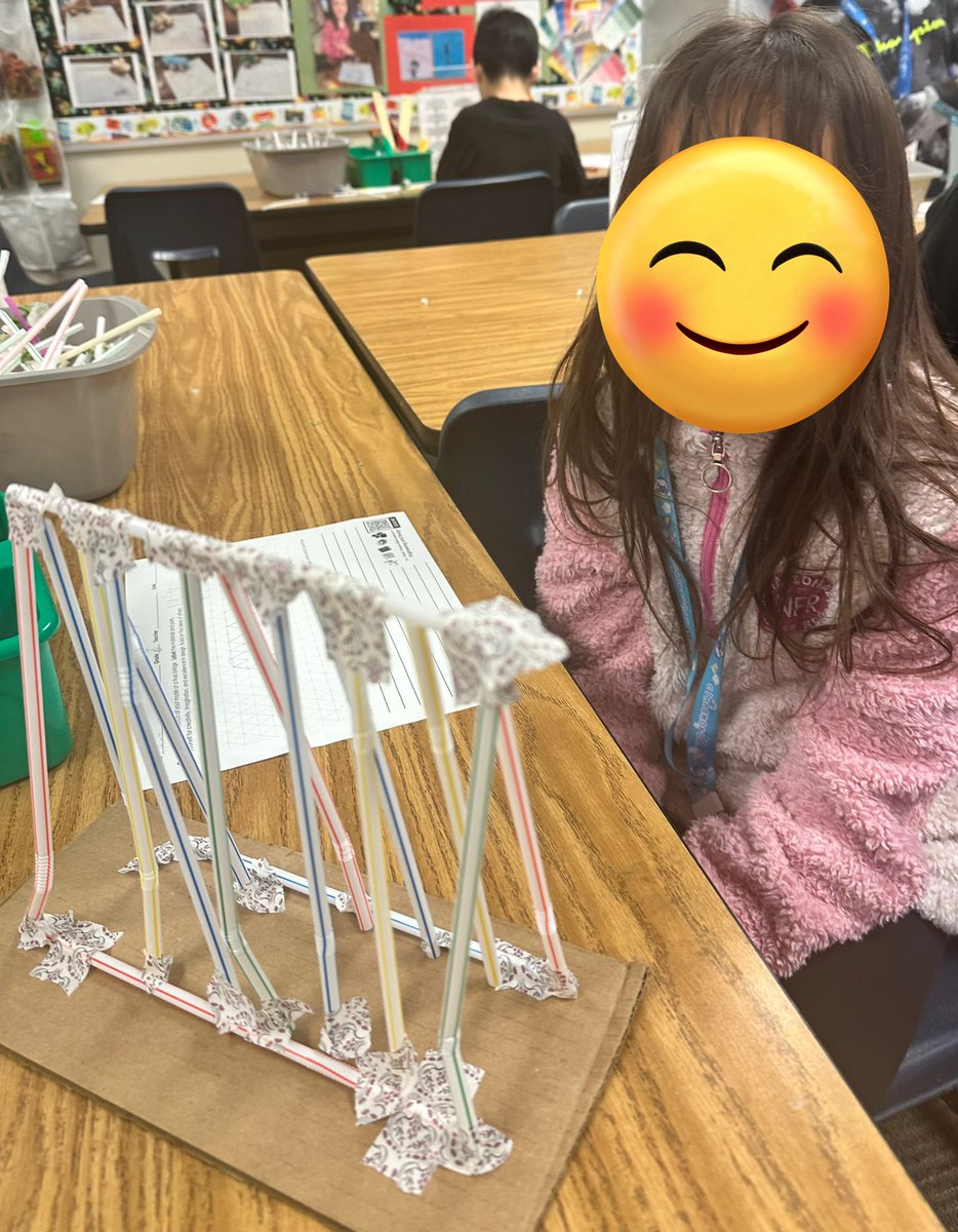 ekuwah's tweet photo. I’m a “lifesaver”!! 😂🥰
“I didn’t finish because I was nervous. I created a bridge. I improved my triangles. Ms. Moses is my lifesaver for giving me tape. I think it’s perfect because it has triangles. The most important part is the triangles.” - 3rd grader
#Trussbridge #STEM https://t.co/od10p46HPO