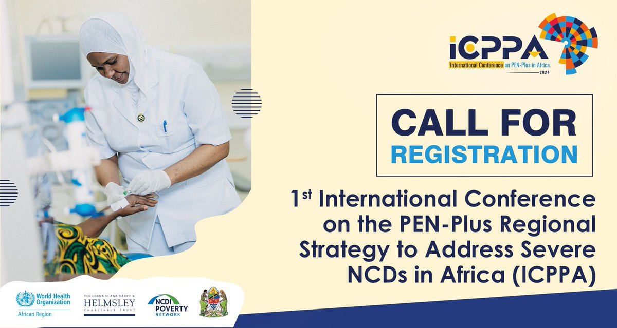 @WHOAFRO is scaling up efforts in the fight against severe #NCDs. 

I am happy to invite you to Africa's 1st International Conference on #PENPlus, #ICPPA2024. 

Register today and be part of this effort to address NCDs.

Register: bit.ly/48ea3rh

#EndingDiseasesInAfrica