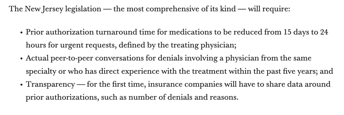 Christina Farr (@chrissyfarr) on Twitter photo Just so ya'll know, a group of physicians have been quietly making real progress on fixing prior authorization. Check out what's been happening in New Jersey. It's small, but it's something. 👇
<a href="/TinaShahMD/">Tina Shah</a> <a href="/statnews/">STAT</a> <a href="/nishamehtamd/">Nisha Mehta, MD</a> <a href="/DrDevikaB/">Devika Bhushan, MD</a> Just so ya'll know, a group of physicians have been quietly making real progress on fixing prior authorization. Check out what's been happening in New Jersey. It's small, but it's something. 👇
<a href="/TinaShahMD/">Tina Shah</a> <a href="/statnews/">STAT</a> <a href="/nishamehtamd/">Nisha Mehta, MD</a> <a href="/DrDevikaB/">Devika Bhushan, MD</a>