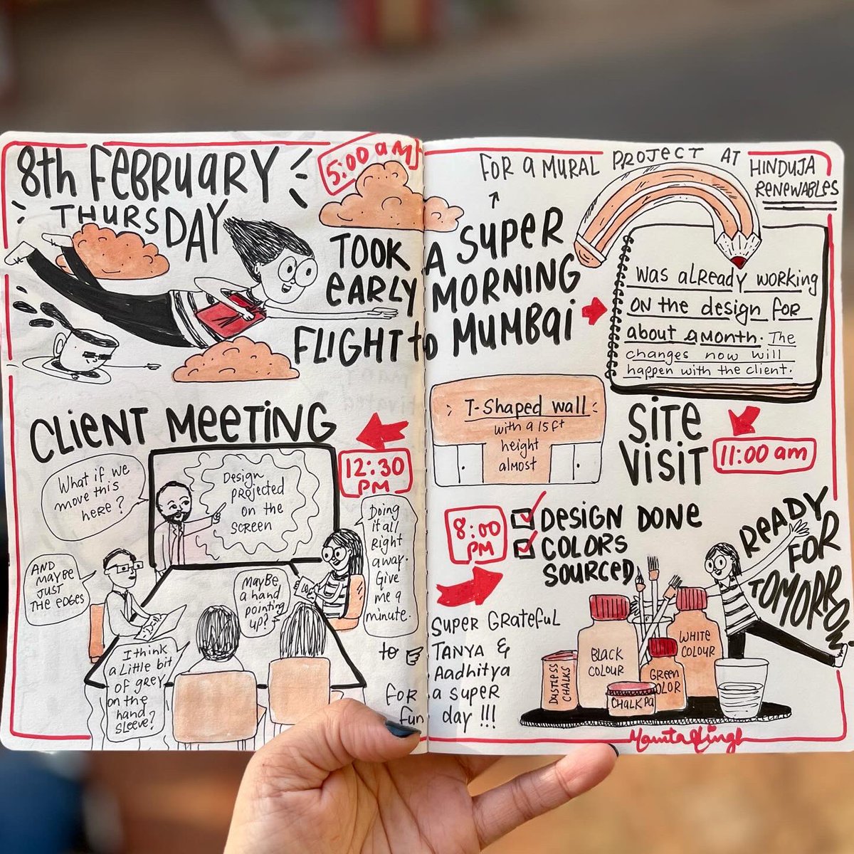 MamtaSinghArt's tweet image. 08.02.2024 | Last minute design changes are always crucial. Either you lock the design on time or spend days on it. After 12 years of experience, I am able to lock the design MOST of the times. 
…..

#doodlejournal #journaling #journalspread #dailyjournal #hinduja #muralproject
