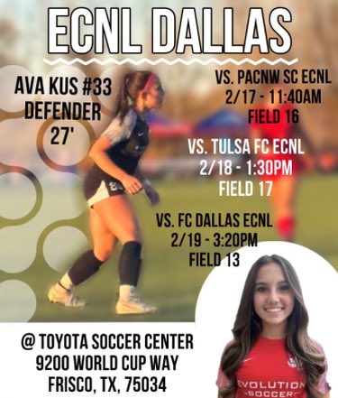 Here is our UPDATED schedule for #ECNLTX Dallas. Looking forward to it!! Hope you can watch us play. - - @Evolution_SC14 @ECNLgirls @ImYouthSoccer @TheECNL @ImCollegeSoccer @TopDrawerSoccer @TopPreps @SoccerMomInt @TheSoccerWire