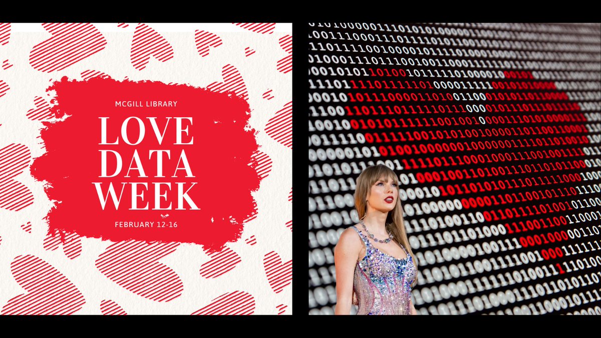 McGillLib's tweet photo. We’re in our #Data era! ❤️📊 Love Data week is here and we’re celebrating with a wide range of workshops, including "Data Sonification for Beginners" & "Swiftatistics." 🎵 Full schedule: https://t.co/kXRyd6CJTU 📅 @McGillDSHub #LoveData24 #LoveData #McGill https://t.co/BGeHiiuqi6