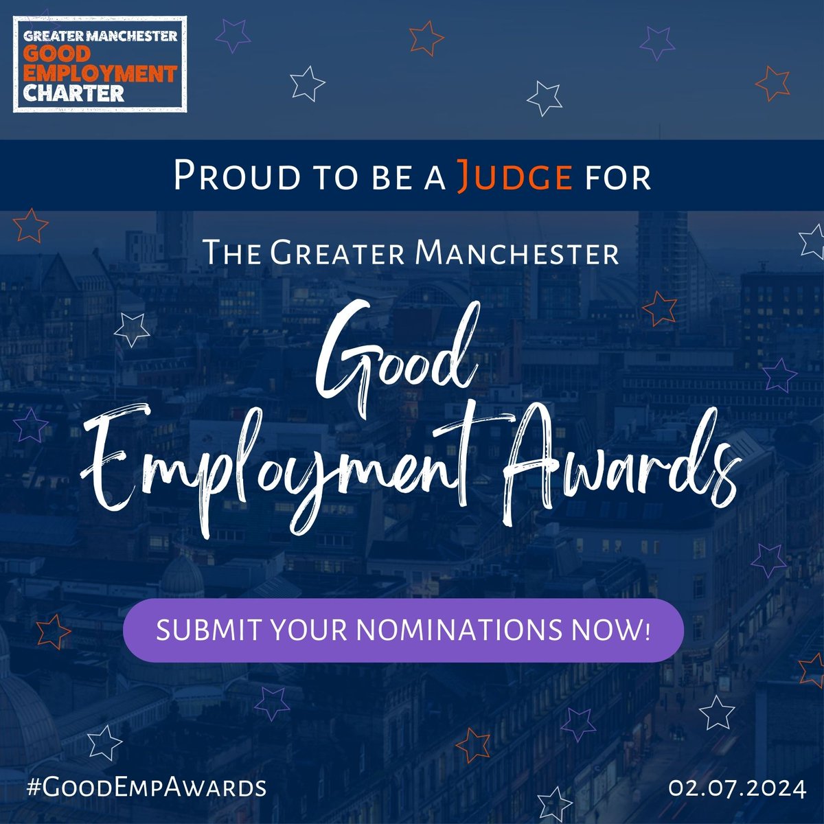 Two of our colleagues are judges for the #GoodEmpAwards2024! The Greater Manchester Good Employment Charter is looking for good practice in engagement, inclusion, & health and wellbeing practices from organisations. Find out more/submit a nomination: ow.ly/5NjB50QxGA6w.l…