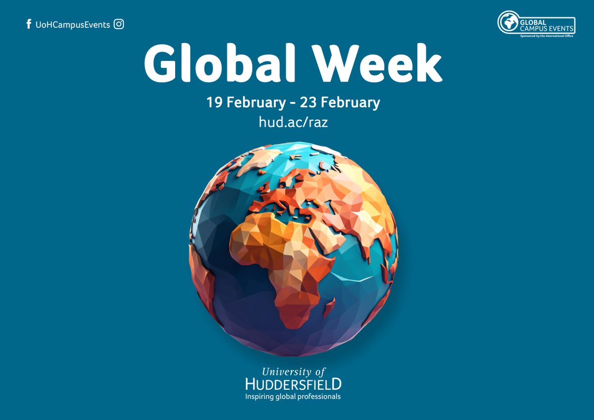 🌎 Global Week is back! Multiple events will be happening over campus, including the World of Sports tournament, Global Research Poster competition, Global Fashion show, among the 21 activities on offer!

🗓️ Monday 19 February – Friday 23 February

More ➡️ hud.ac/raz