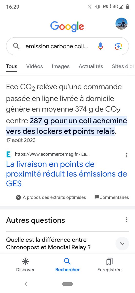 Mr_tom4's tweet photo. @schievarchitect Une voiture émet en moyenne 253g de CO2/km.
Ce qui correspond à peu près à l'empreinte carbone d'un colis sur tout le trajet. https://t.co/Ya6q1cQKRr
