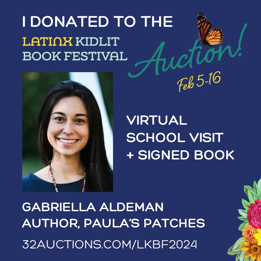 The @latinxkidlitbf Publishing Auction is ongoing. You can bid on some amazing items, including the below from me! 

📚Virtual school visit
📚1 signed copy of PAULA’S PATCHES 
📚Printable activity sheets

➡️ 32auctions.com/organizations/…

#lkbf24 @freespiritpublishing @tcmpub