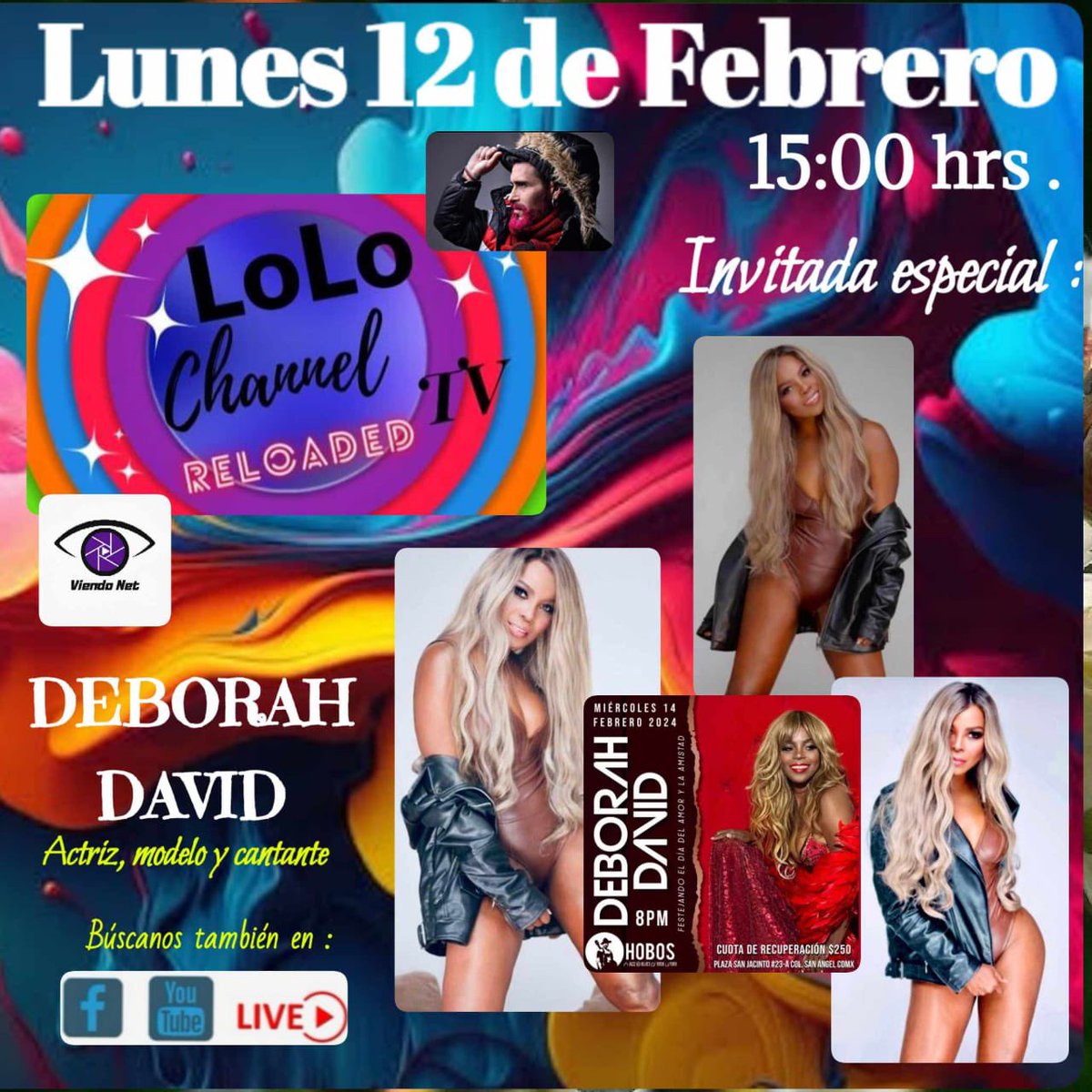 Deborah__David's tweet photo. Gracias querido @lolomakeupoficial por la invitación a tu programa te agradezco🙌🏽🥰 este miércoles 14 de febrero en el día del amor y la amistad en HOBOS @Hobos_Mx ubicado en plaza san Jacinto en san ángel con invitados como @botellomusica @neiffepj y con músicos de lujo 🙌🏽🥰 https://t.co/EKqUH5PJlN