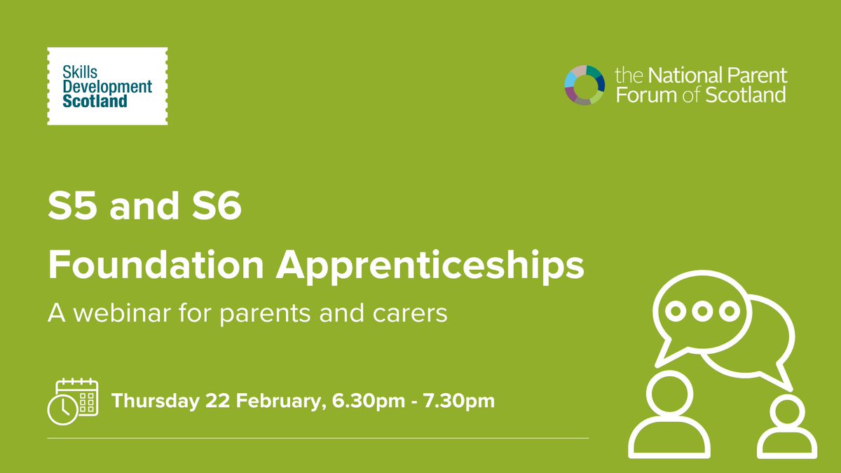 apprentice_scot's tweet image. Parents and carers! Find out how a #FoundationApprenticeship could set your child up for a #BigFuture.

Join our free webinar in partnership with @parentforumscot on Thursday 22 February 👇

Register ➡️ ow.ly/Qh2050Qwoic

@parentforumscot @LinwoodHigh @eyemouth_high