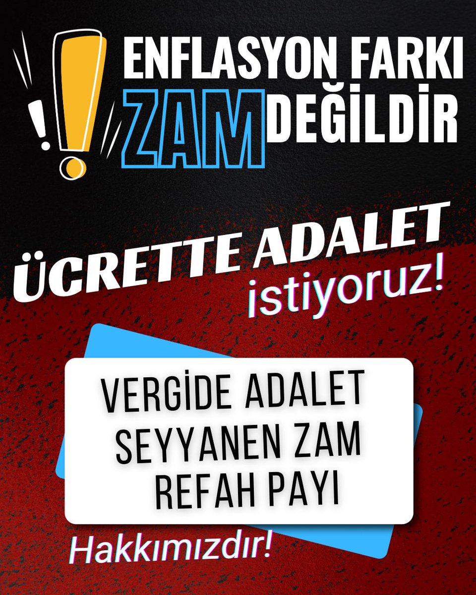 #Kamuişçileri ÜCRETTE ADALET İSTİYOR!

🗣️Emeklerinin gerçek karşılığını, hakkı olanı istiyor.!

🗣️Sürekli yükselen enflasyon ve vergiler karşısında eriyen ücretlerine 

➡️ %49,25 Zam
➡️ Refah Payı
➡️ 12 Bin TL. Seyyanen Zam istiyor.!

#EmekEnYüceDeğerdir