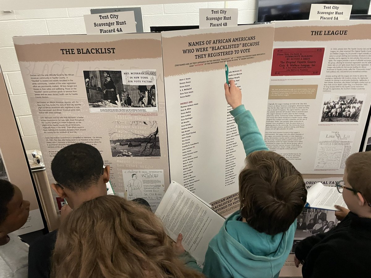 BeyondBellFCPS's tweet photo. Buckley-Carpenter Elementary 5th grade students taking in all the information they are learning about Tent City.  Knowledge is power! 
@BCESMustangCity @FCPSchoolsTN https://t.co/K2qiEjsbmP