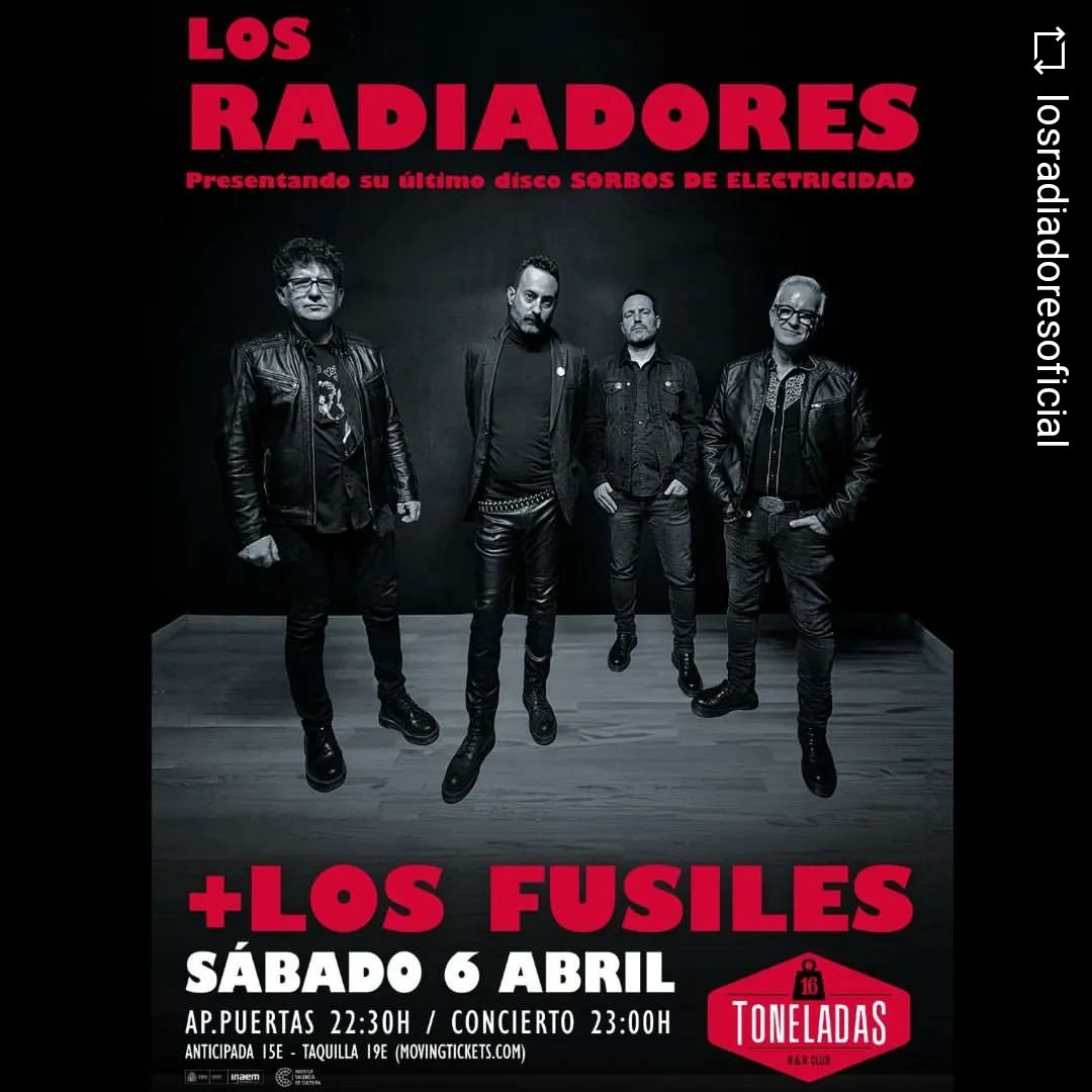 Los_Radiadores's tweet photo. 💥 Ya disponibles las entradas anticipadas del concierto de presentación de "Sorbos de electricidad" en @movingtickets
👉🏻 Sábado 6 de abril en @16_Toneladas con #losfusiles Todo un lujo. 
¡Que suene fuerte!  
https://t.co/UUuiBzJtSK https://t.co/R1KZIZPaIf