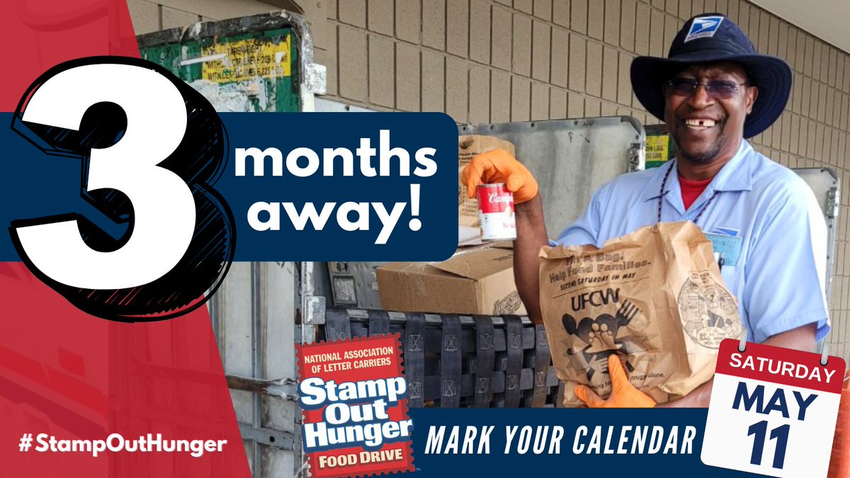 Supporting your local food bank by participating in the #StampOutHunger Food Drive is simple! On Saturday, May 11, leave a food donation at your mailbox. Your letter carrier will take care of the rest! 📭