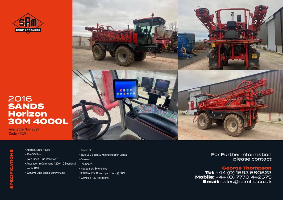 SandsSprayers's tweet photo. Looking to upgrade your sprayer? Check out our 2016 Sands Horizon with a 30m boom and 4000L tank. πͺπ¦ #UsedSprayer #QualityMachines #UpgradeNow π
https://t.co/Zela7NS1WY https://t.co/md7Anp7lWI