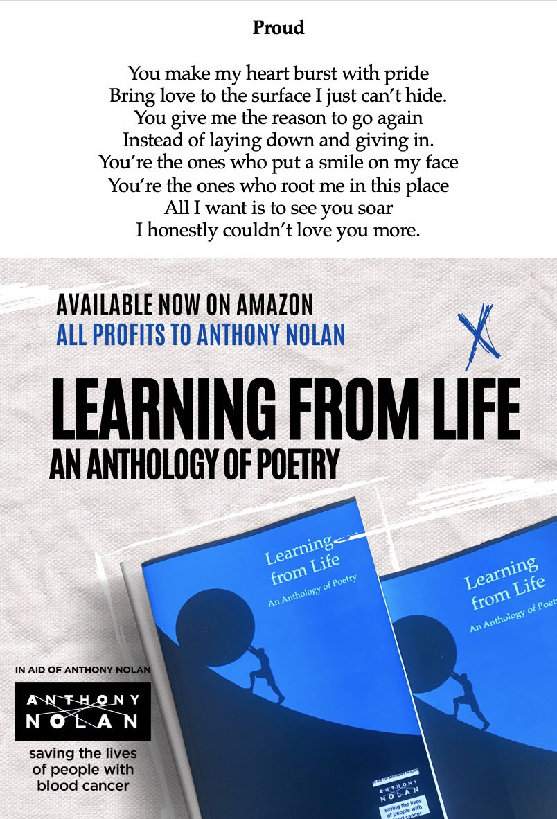 Here's another poem from my new anthology, "Learning From Life", from which ALL profits are being donated to #bloodcancer charity <a href="/AnthonyNolan/">Anthony Nolan</a> 

To find out more, click here: bit.ly/3wkmLr7