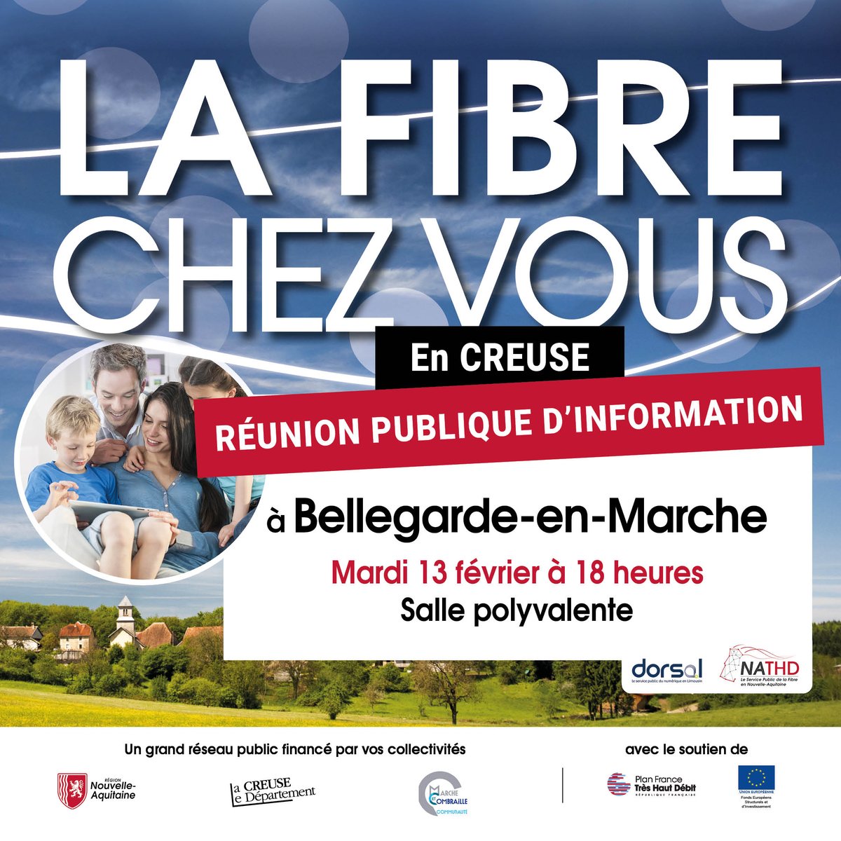 📢Le Service public de la Fibre est en CREUSE
<a href="/Departement_23/">Département Creuse</a>
à Bellegarde-en-Marche, communauté de communes #marcheetcombraille pour renseigner les habitants sur leur accès à la fibre optique.  Test d'éligibilité : nathd.fr/eligibilite/
<a href="/DORSAL_Syndicat/">Syndicat mixte DORSAL</a>