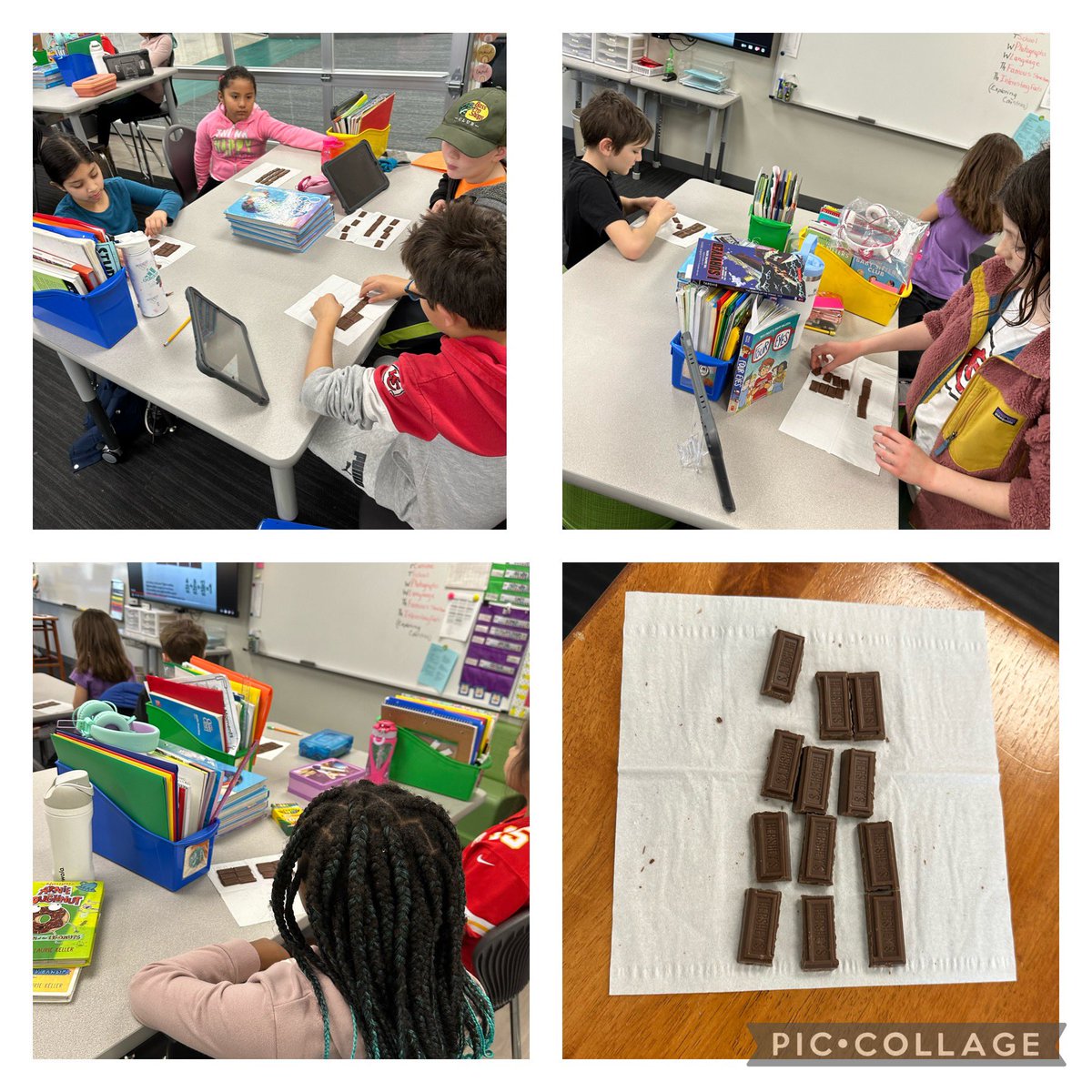 BylerHasClass's tweet photo. Learning about fractions with Hershey chocolate bars. #mathisfun #fractionfun @DiemerEagles https://t.co/KXtVQTuTWK