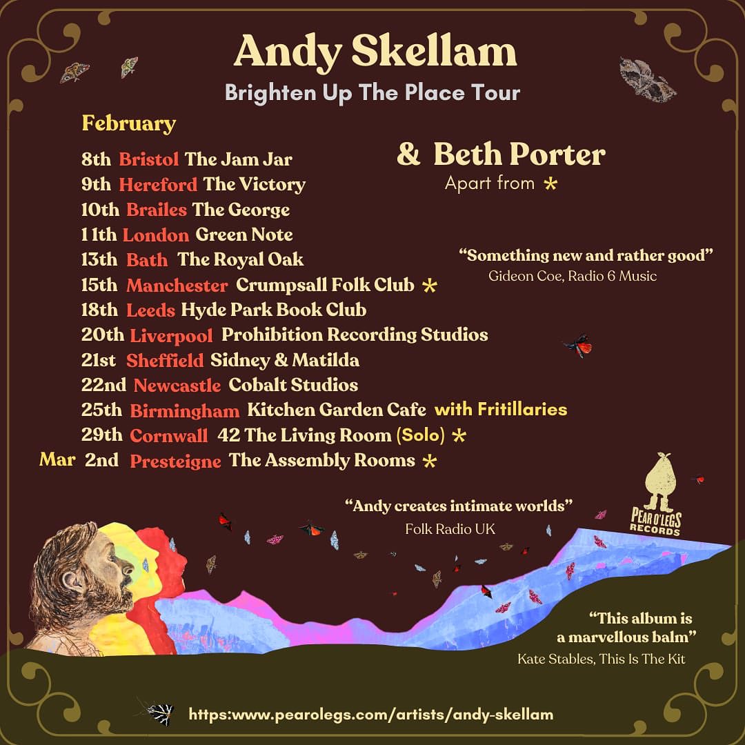 ✨Spell Singer @BethanyPorter1 is touring with Andy Skellam, playing a supporting set as well as adding her beautiful cello into Andy's 4-piece band. Definitely one to catch! ✨ linktr.ee/bethporter