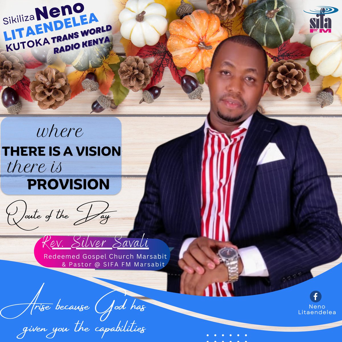 #NukuuyaLeo
Kutoka kwa Mchungaji Silver Savali kutoka <a href="/sifafmmarsabit/">Sifa Fm Marsabit</a>  
Na Neno Litaendelea