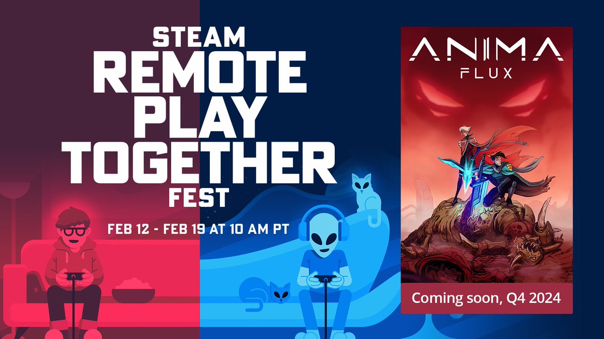 animafluxgame's tweet photo. Steam Remote Play Together Fest 2024 kicks off! 🚀
Grab your controllers, connect with a friend, and immerse yourselves in the action-packed world of Anima Flux Co-op Metroidvania 🏹⚔️
https://t.co/0bcCbL4B6t
#AnimaFlux #metroidvania #indiegame #SteamRemote