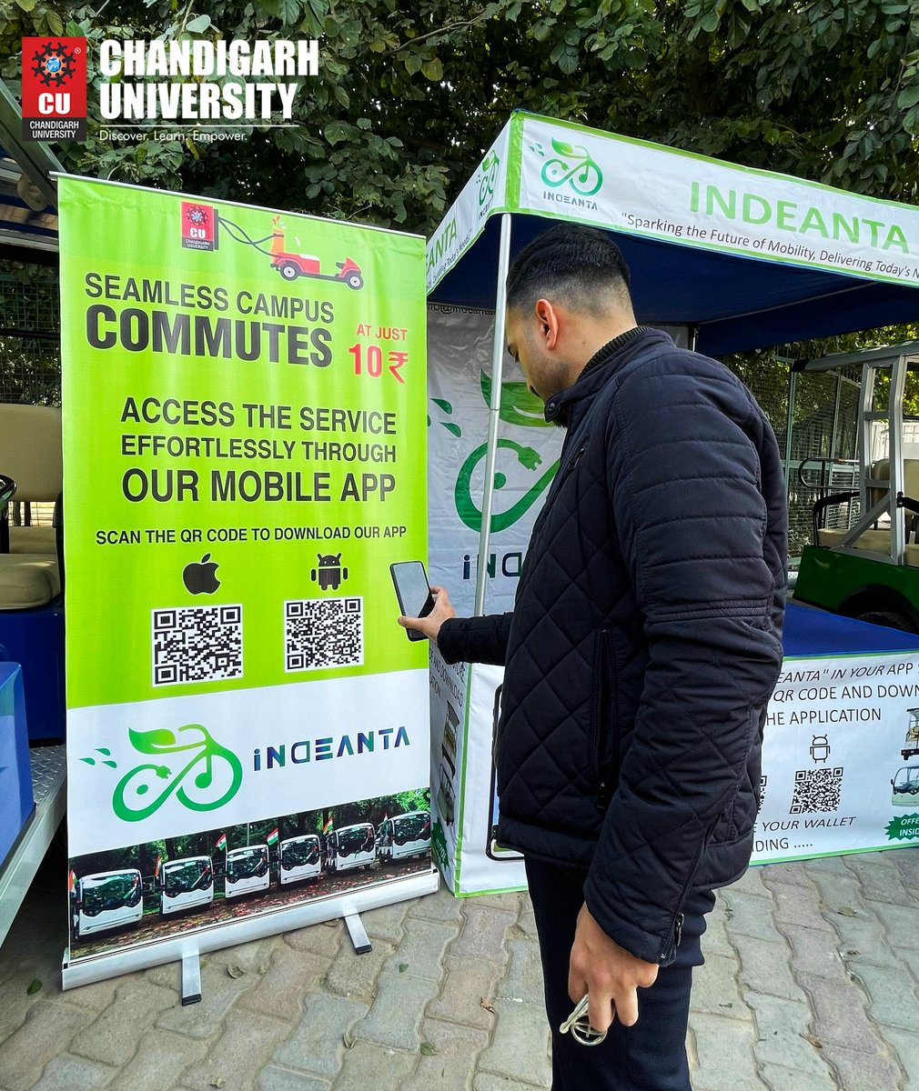 Chandigarh_uni's tweet photo. Another Exciting news for the #CUCommunity!
Introducing "INDEANTA" - your seamless campus commute solution!
Simply scan the QR Code to book your ride and enjoy hassle-free transportation services within the university campus.
Have you experienced riding with #INDEANTA yet❓