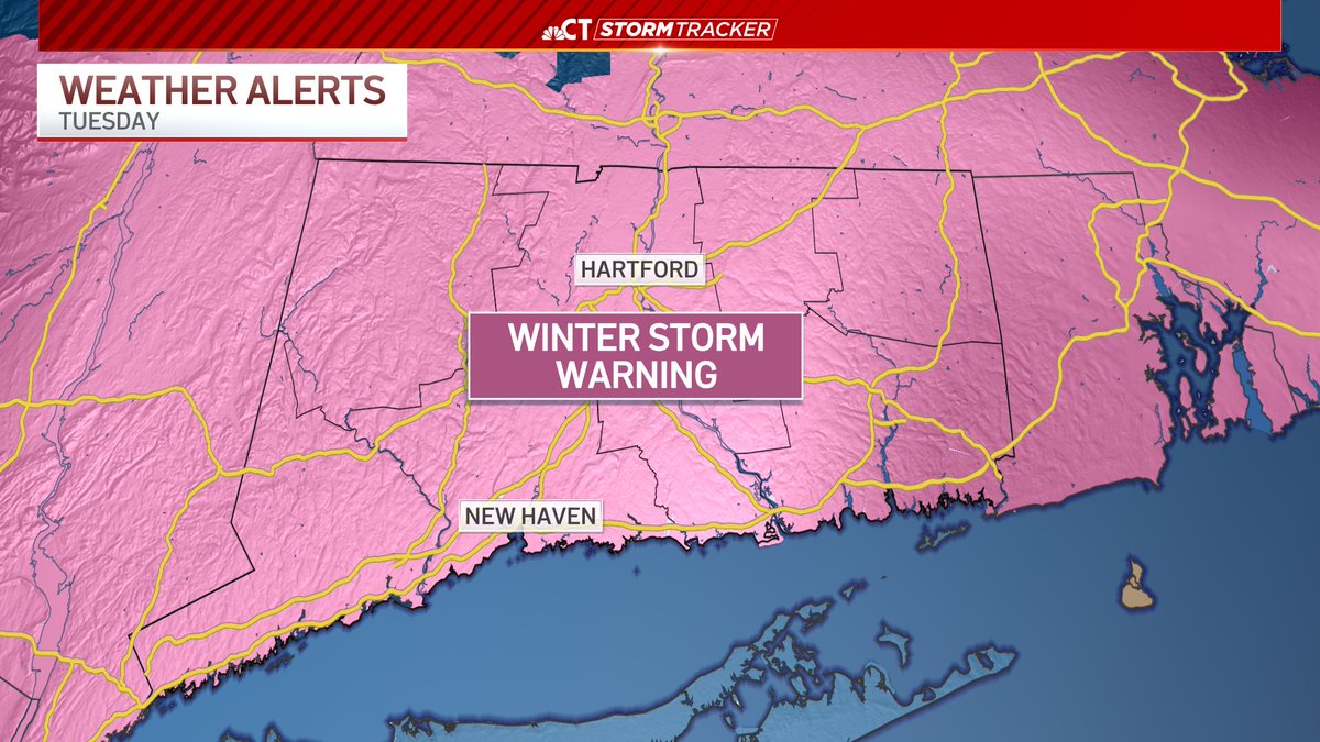 Monday morning snow forecast update - winter storm warning has been expanded to include our shoreline communities @nbcconnecticut