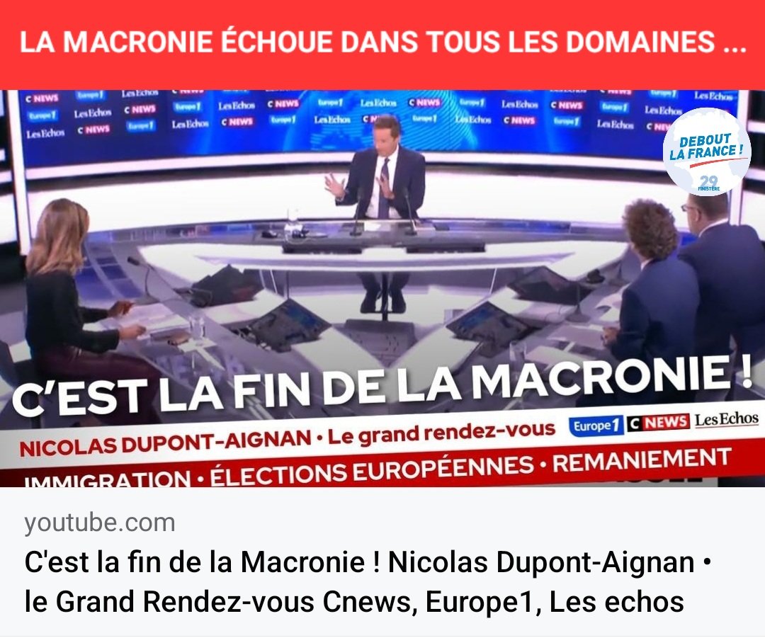 #DLF29
#Violence après l'#AFCON2024, aucune paix avec #Netanyahu et #Zelensky, absence de #LiberteExpression par #ThierryBreton, #Darmanin aide juste #Mayotte de l'#Immigration, ... 🧐🧐
La liste est longue et @DLF_Officiel veut la #destitution de #Renaissance 🇨🇵🇨🇵
@dupontaignan