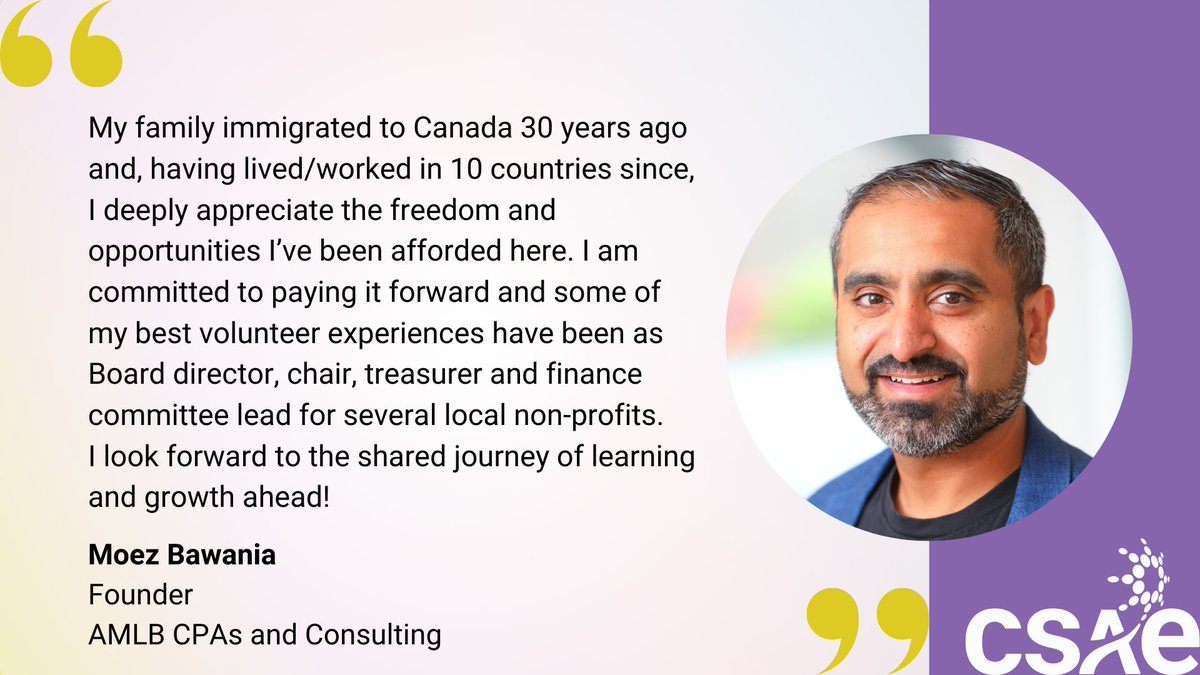 CSAE (@csaeconnect) on Twitter photo Happy #MemberMonday! Today we are pleased to spotlight <a href="/Moez_AMLB/">Moez Bawania</a>, founder of AMLB. Moez joined CSAE to play a part in helping associations achieve excellence.
#AssociationMembership Happy #MemberMonday! Today we are pleased to spotlight <a href="/Moez_AMLB/">Moez Bawania</a>, founder of AMLB. Moez joined CSAE to play a part in helping associations achieve excellence.
#AssociationMembership