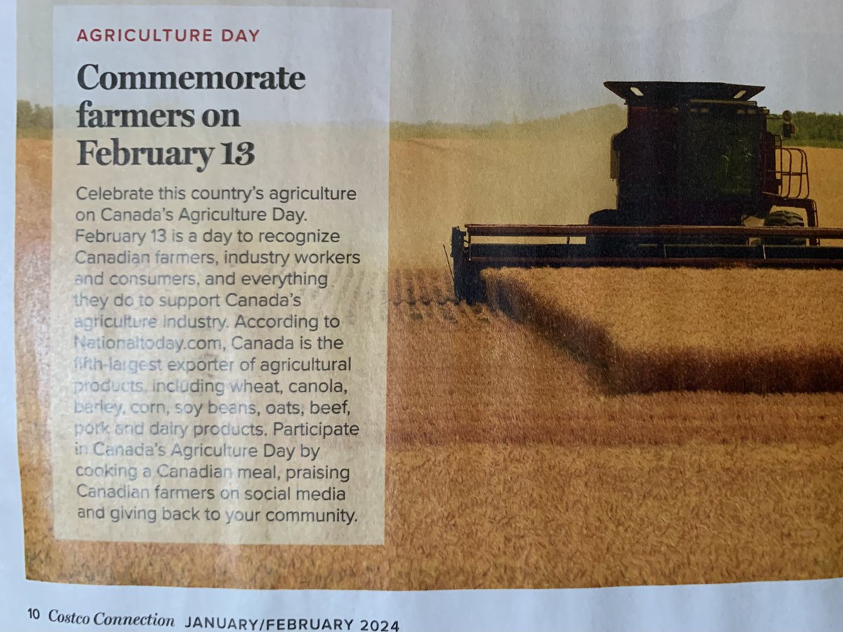 Looking forward to catching up with everyone at #cdnagday this week. 
Celebrating agriculture, farmers and the food industry. Bravo <a href="/costcocanada/">Costco Canada</a> for the shout out to #CDNAg
