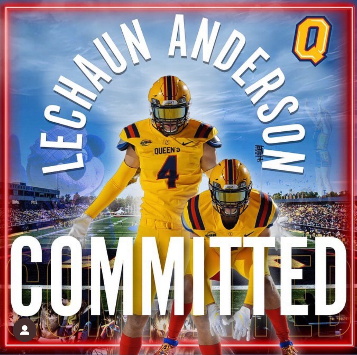 What a great addition to your program @Queens_Football Congratulations @lechaunanderson very proud of you! #TrustTheProcess