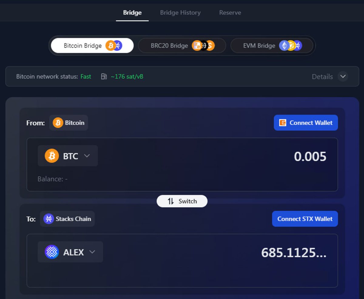 How to get $STX and $ALEX. No need for CEXs. 👇 ▶️ Send your Bitcoin to a  BTC wallet (Bitget, Leather, OKX, Unisat, Xverse) ▶️  https://t.co/CVOW5n0scg ▶️ Connect Bitcoin & Stacks wallet
