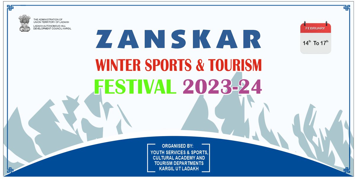 DIPR_Kargil's tweet image. This winter, let's travel to Zanskar, Ladakh and take part in the celebration of the  4-day Zanskar Winter Sports and Tourism Festival to be held from Feb 14–17, 2024 at Padum Zanskar. 

#VisitLadakh #ZanskarFestival

@tourismgoi @lg_ladakh @sectourismutl @dc_Kgl @LAHDC_Kgl