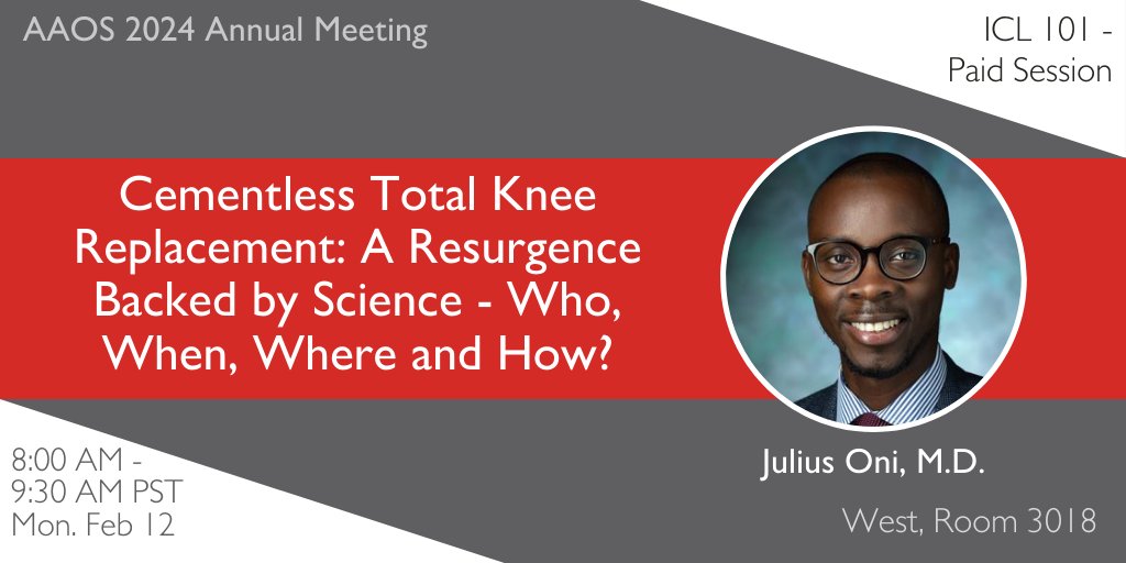 Join @JuliusOni at #AAOS2024 to learn the ins and outs of cementless total knee #arthroplasty.