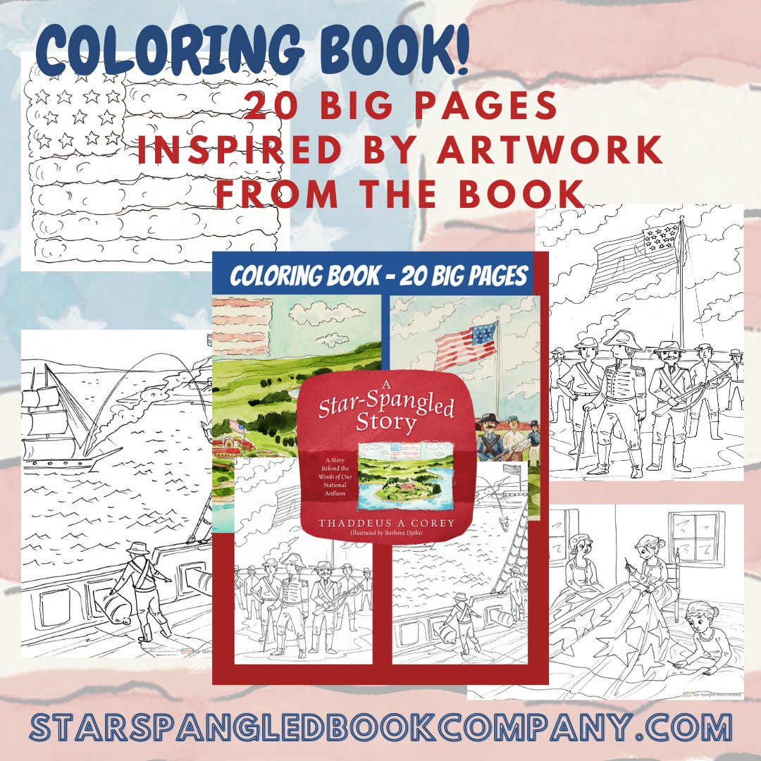 Coloring Book with 20 BIG Pages and lots of fun! Your kids can also color along to 'A Star-Spangled Story' - a story behind the words of our National Anthem.

StarSpangledBookCompany.com
AStarSpangledStory.com

#kidsbook #childrensbook #americasstory #patriotickidsbook #america #usa