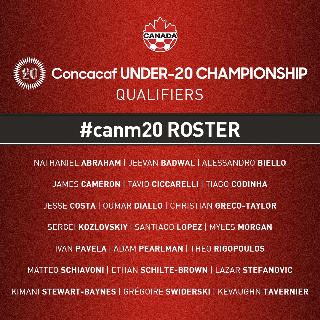 Here’s our squad for the 2024 Concacaf Men's U-20 Championship Qualifiers🚨 #CANM20