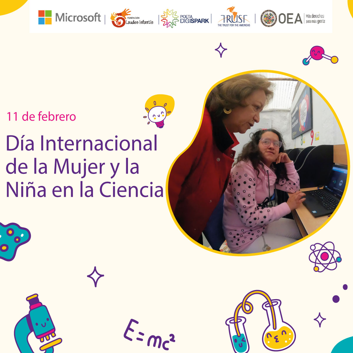 Ayer 11 de febrero, celebramos el #DíaInternacionaldelaMujerylaNiñaenlaCiencia
¿Sabías que solo el 33.3% de los investigadores en el mundo son mujeres y que el 35% de los estudiantes en #STEM son mujeres? 🌍🔬 ¡Es hora de cambiar eso! 

#microsoft #poetadigispark #trust4americas
