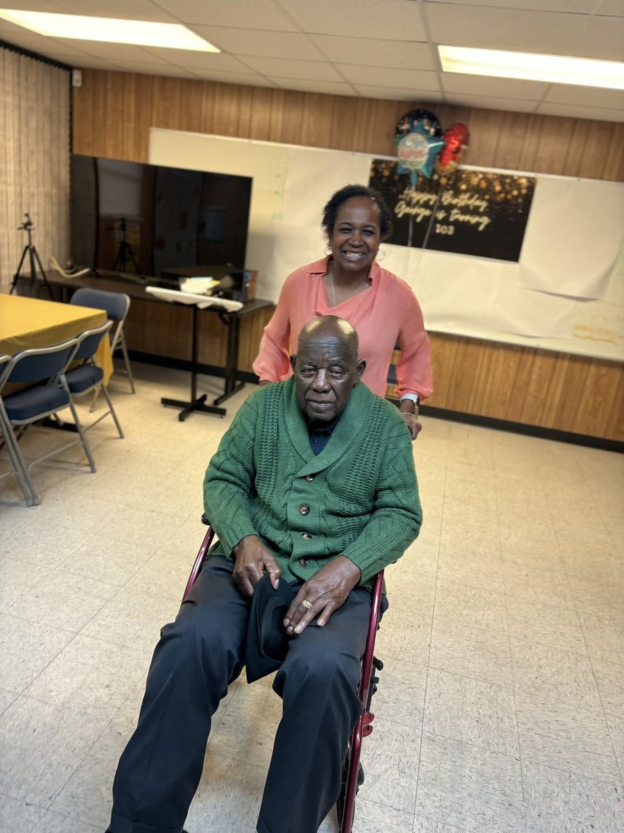 SherylCole1's tweet photo. Over the weekend we celebrated the 103(!) birthday of George Slaughter, a former Deacon over at David’s Chapel on House District 46 (and the church I’m a member of). George was a longtime resident of HD 46 for several decades. Happy birthday, George!! #hd46 #txlege https://t.co/FTVHT6XKLY