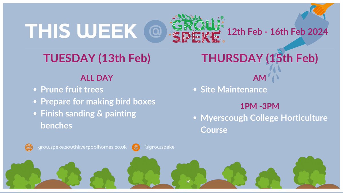 Lots to get involved in at Grow Speke this week. Drop in - we'd love to see you. We'll get the kettle on. 😀 @groundworkclm @SLH_Homes