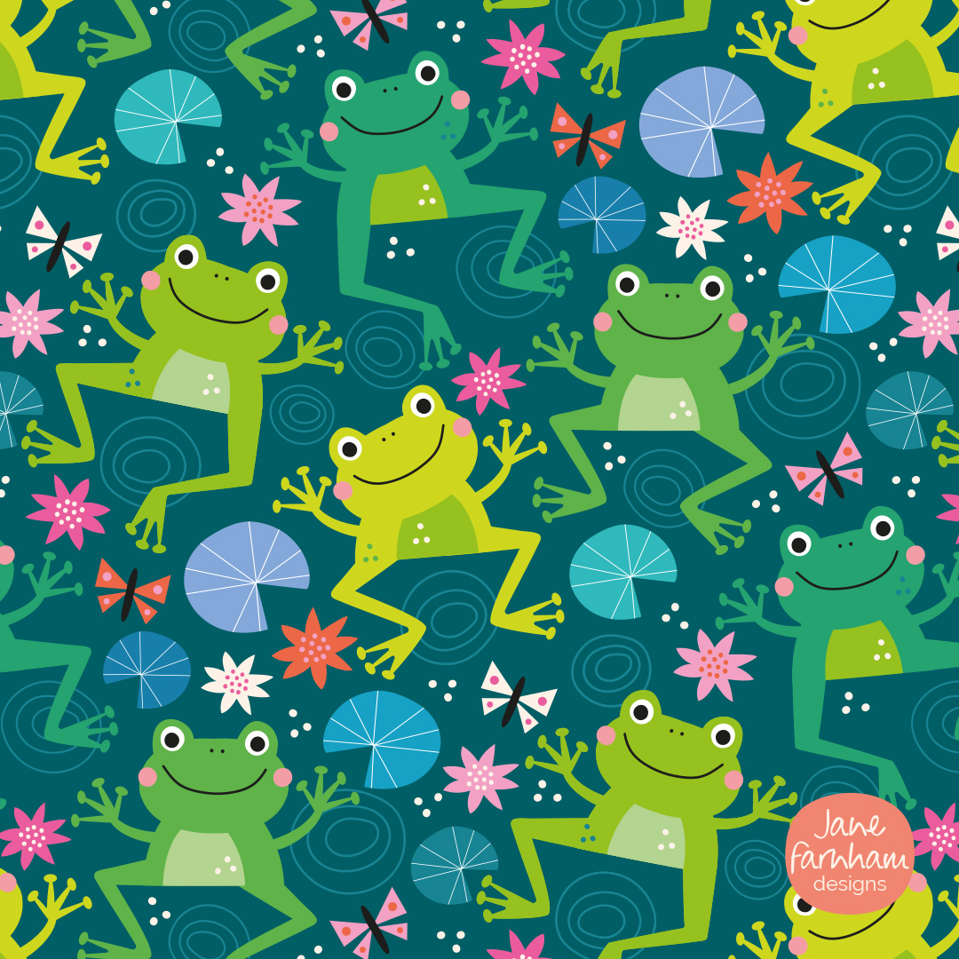 jane_farnham's tweet photo. Frog Chorus! This is my entry for the @Spoonflower Leap Year Frog challenge. I have to confess that I'm really not keen on frogs but don't mind too much if they're a bit cute! Voting opens on Thursday, follow the link in my bio https://t.co/qAO8bYzeTS
