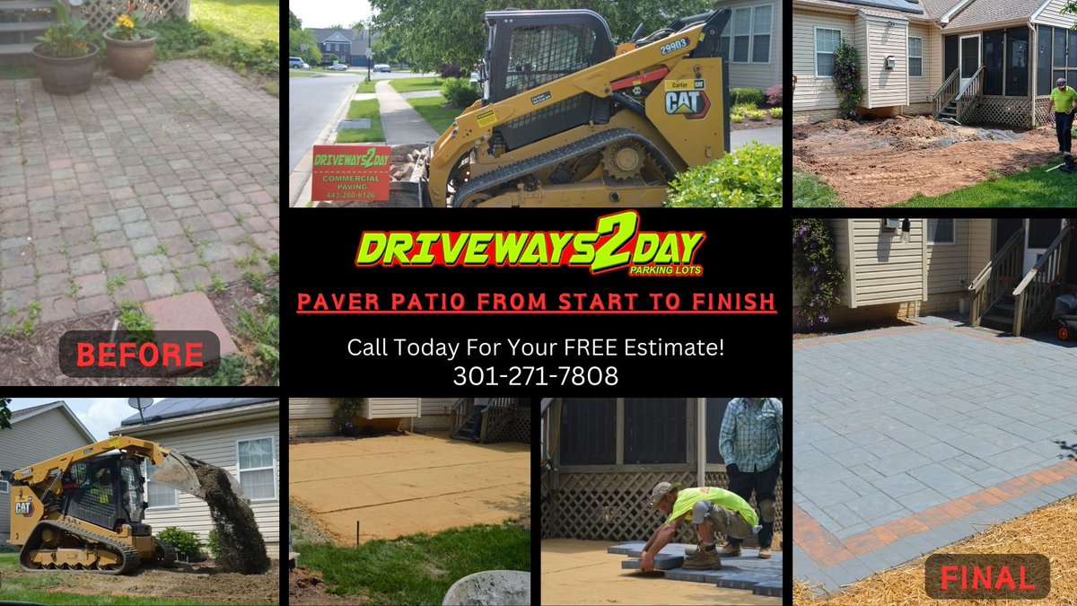 Driveways2day's tweet image. Does your patio need fixed up?  Do you need a patio added? If your back yard isn't ready to welcome guests, than give us a call (301-271-7808) or send us a message to get scheduled for your FREE estimate! @Driveways2day