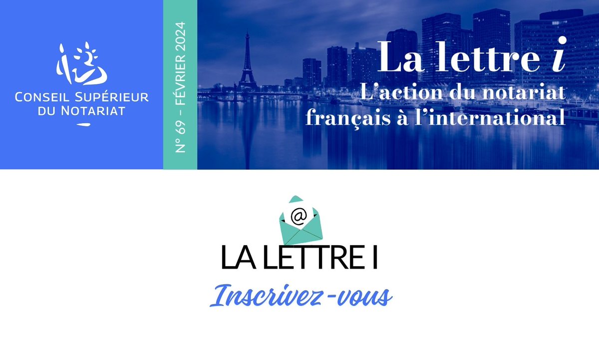 🔔La lettre des #NotairesdeFrance dans le monde évolue et devient 'la lettre i' ! Une nouvelle formule modernisée avec un traitement éditorial enrichi de contenus multimédias (vidéos, podcasts…). Pour découvrir et recevoir la lettre i. Inscrivez-vous 👉 csn.notaires.fr/fr/actualites/…