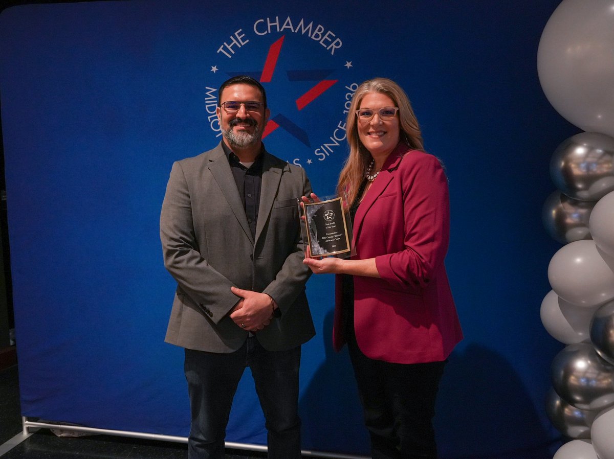 MidloChamber's tweet photo. 🎉🌟 A round of applause for Ellis County Children's Advocacy Center, our Non-Profit of the Year! 🏆 Your unwavering commitment to our community has made a significant impact. Congratulations on this well-deserved recognition! #ECCAC #ChamberAwards #CommunityLeadership https://t.co/YzTepeFfua