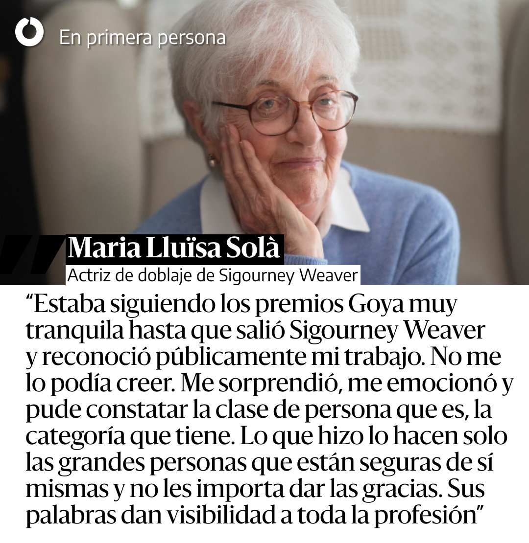 Maria Lluïsa Solà, la actriz de doblaje de Sigourney Weaver: “Sus palabras dan visibilidad a toda la profesión”

“Lo que hizo lo hacen solo las grandes personas que están seguras de sí mismas y no les importa dar las gracias” eldiario.es/cultura/doblad…