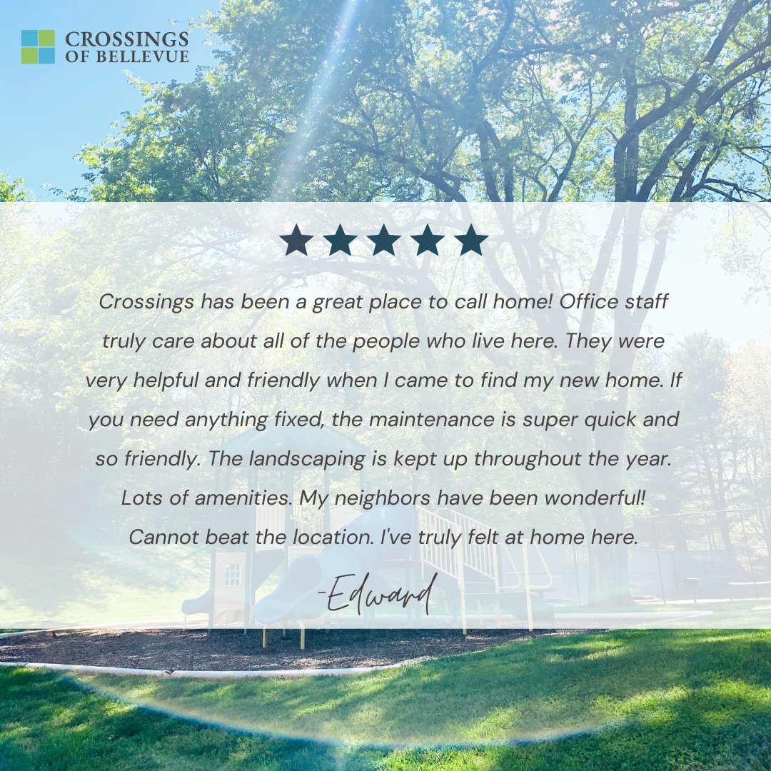 Stop by and see why Edward loves Crossings of Bellevue! We cannot wait to meet you.
#crossingofbellevueapartments #bellevue #tennesse #nashville #nashvilleliving #615living #samliving #samfam #lovewhereyoulive #aptliving #apartmentliving