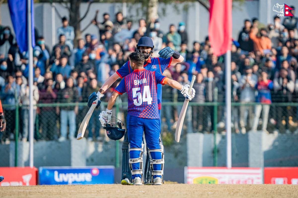 Bhim Sharki's 🔥 action captured during his brilliant century at TU.

#WeCan | #OneBallBattles | #NEPvsCAN | #HappyDressingRoom | #WorldCupYear2024 | #NepalCricket