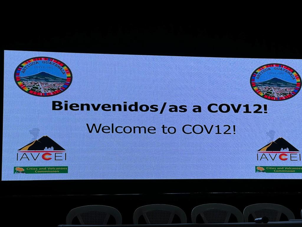 Amilcar Roca (LOC), Natalia Deligne (CaV), and Costanza Bonadonna (President of IAVCEI) are opening the COV12 in Antigua, Guatemala!