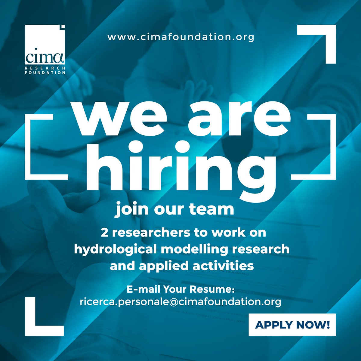 CIMA Research Foundation (@cimafoundation) on Twitter photo We are looking for up to two researchers to work on #hydrological #modelling #research and applied activities as part of the RETURN โ MULTI-RISK SCIENCE FOR RESILIENT COMMUNITIES UNDER A CHANGING CLIMATE project. #WeAreHiring
โ ๏ธ Deadline: 1 March 2024
โน๏ธ cimafoundation.org/trasparenza/opโฆ We are looking for up to two researchers to work on #hydrological #modelling #research and applied activities as part of the RETURN โ MULTI-RISK SCIENCE FOR RESILIENT COMMUNITIES UNDER A CHANGING CLIMATE project. #WeAreHiring
โ ๏ธ Deadline: 1 March 2024
โน๏ธ cimafoundation.org/trasparenza/opโฆ
