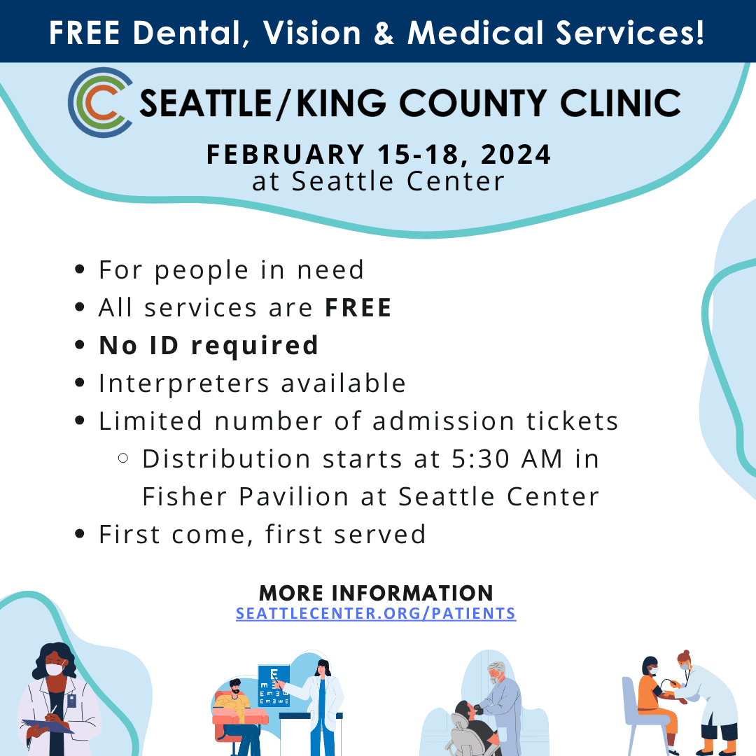 KingCountyMetro's tweet image. Starting Feb.15, the @seattlecenter is hosting the @SKCclinic, providing free health, dental and vision services on a first come, first serve basis🩺👓🪥. Several Metro routes 🚎🚍will get you to the center, use our Trip Planner (tripplanner.kingcounty.gov) to map out your trip.