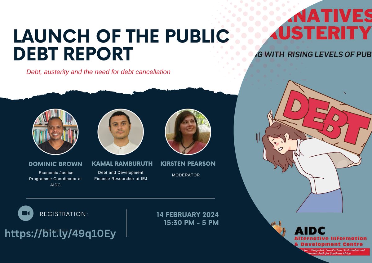 💘Love may be in the air this Valentine's Day, but so is the looming crisis of public debt. Join us virtually for the launch of the Public Debt Report, where we'll assess the current state of affairs in SA and explore solutions that don't involve austerity.
#DebtCancellation